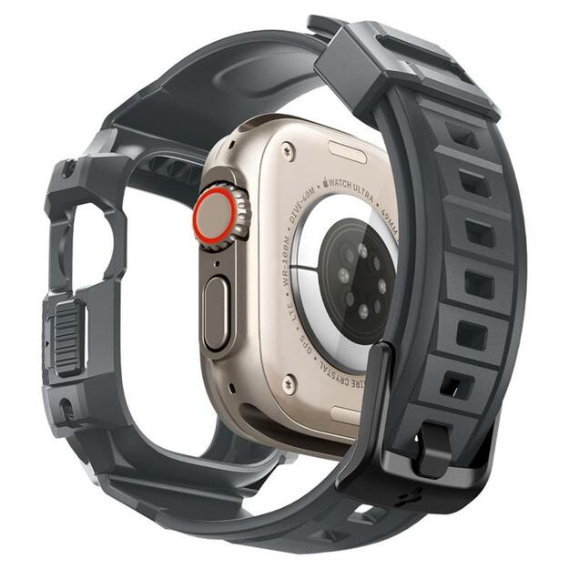 Spigen Rugged Armor Pro – dirželis su dėklu Apple Watch Ultra 49 mm (tamsiai pilkas)