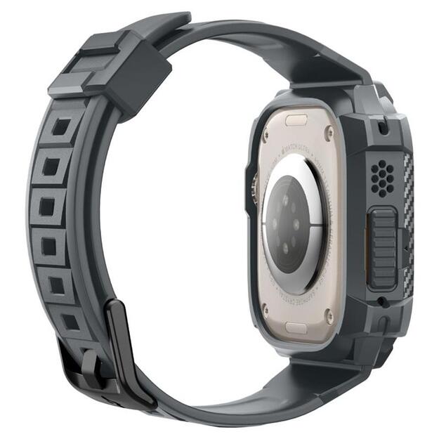 Spigen Rugged Armor Pro – dirželis su dėklu Apple Watch Ultra 49 mm (tamsiai pilkas)