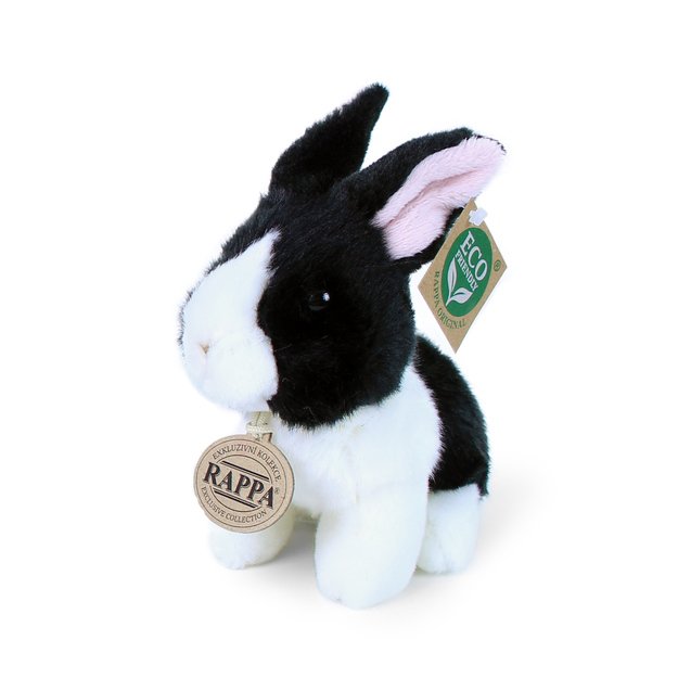 Pliušinis baltai juodas triušis 16 cm EKOLOGIŠKAS 1