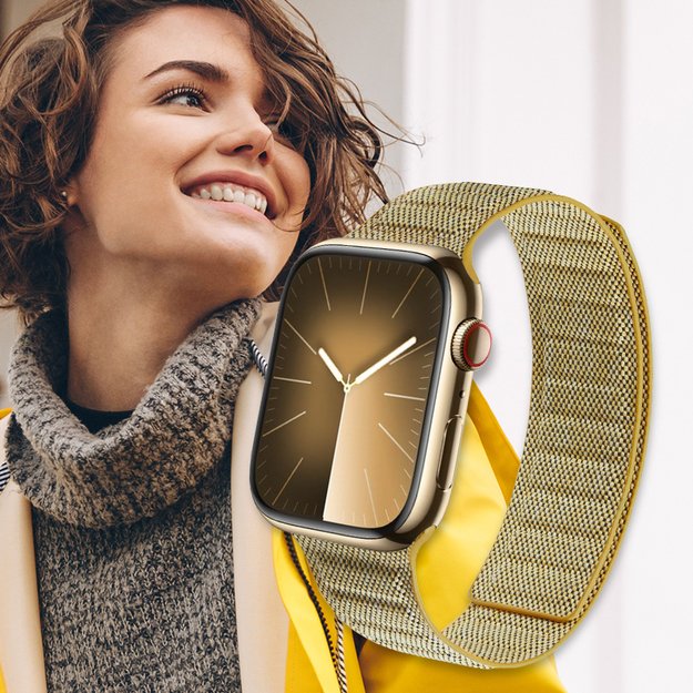 Crong Melange – magnetinis dirželis Apple Watch 38/40/41 mm (geltonas melanžas) 15