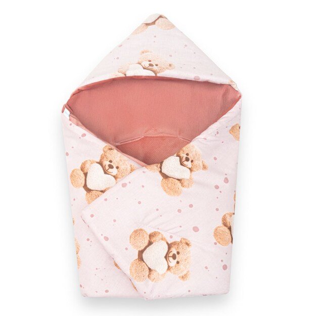 Izoliuotas vystymo apklotas automobilinei kėdutei „New Baby Love“ meškiukas, rožinis