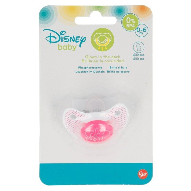 Mickey Mouse – anatominės formos silikoninis žindukas 0–6 m (švyti tamsoje) (rožinis) 2
