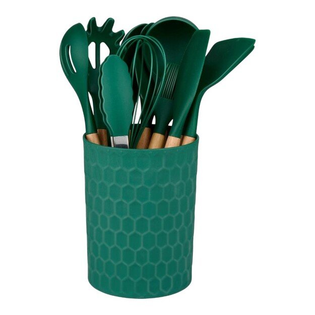 Alpina - Silikoninių virtuvės įrankių rinkinys su stovu, 12 dalių 1