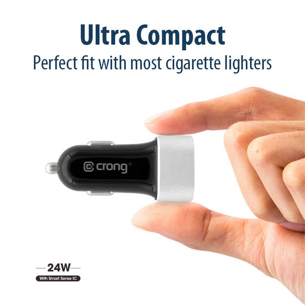 Crong Power automobilinis įkroviklis 24W su dviem USB prievadais (aliuminis) 3