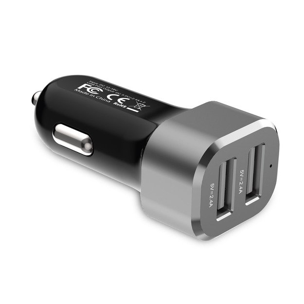 Crong Power automobilinis įkroviklis 24W su dviem USB prievadais (aliuminis)