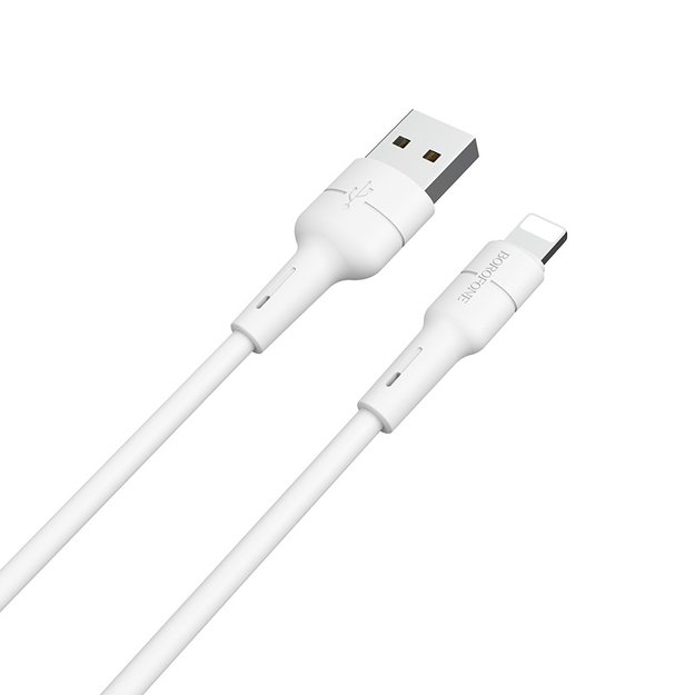 Borofone Silicone - USB prie Lightning jungties kabelis 1m (baltas)