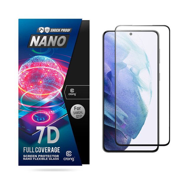 Crong 7D nano lankstus stiklas – pilnai dengianti hibridinė ekrano apsauga 9H Samsung Galaxy S21+ 15