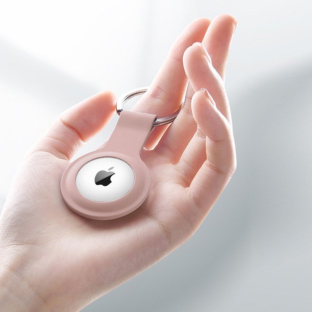 Crong silikoninis dėklas su raktų pakabu – apsauginis Apple AirTag raktų pakabuko dėklas (smėlio rožinis) 14