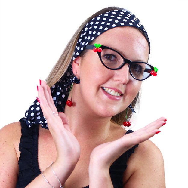 Retro cherries set with glasses 4 pcs for adults