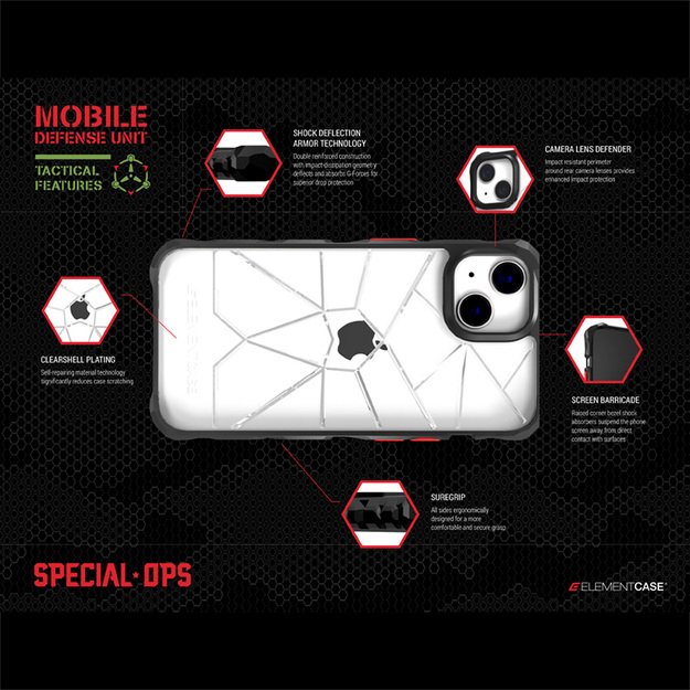„Element Case Special Ops X5“ – „iPhone 14 Plus“ dėklas („Mil-Spec“ apsauga nuo kritimo) (dūmų / juodas) 21