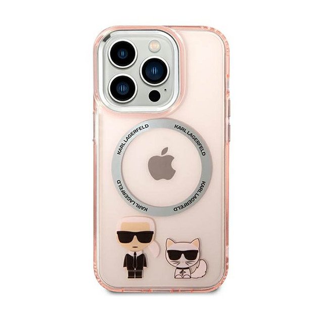 Karl Lagerfeld Karl&Choupette Aluminium MagSafe – dėklas, skirtas iPhone 14 Pro (rožinis) 19