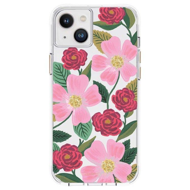 Skaidrus šautuvų popierius – aukso spalvos dėklas skirtas iPhone 14 Plus (Rose Garden) 1