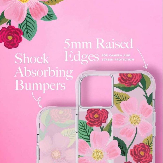 Skaidrus šautuvų popierius – aukso spalvos dėklas skirtas iPhone 14 Plus (Rose Garden) 8