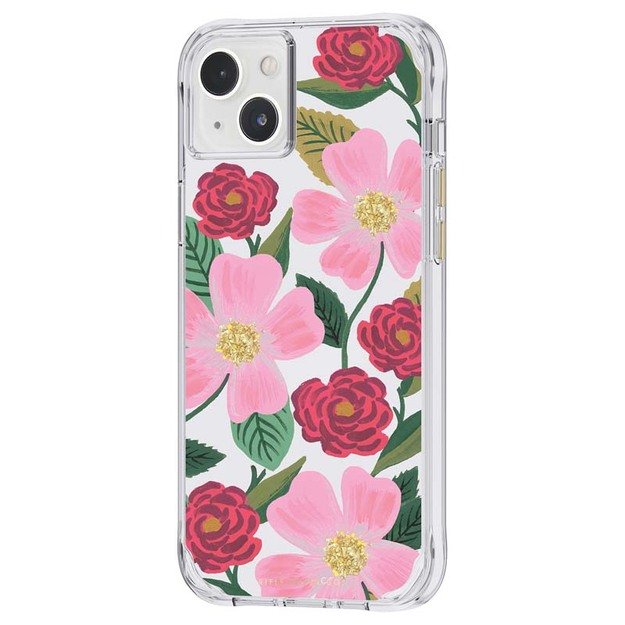 Skaidrus šautuvų popierius – aukso spalvos dėklas skirtas iPhone 14 Plus (Rose Garden) 3