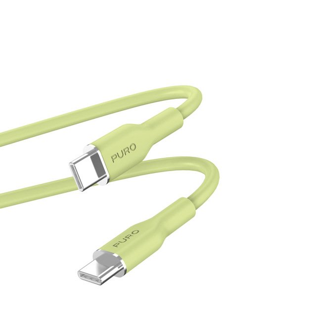 PURO ICON minkštas kabelis – USB-C ir USB-C 1,5 m kabelis (Matcha Green)