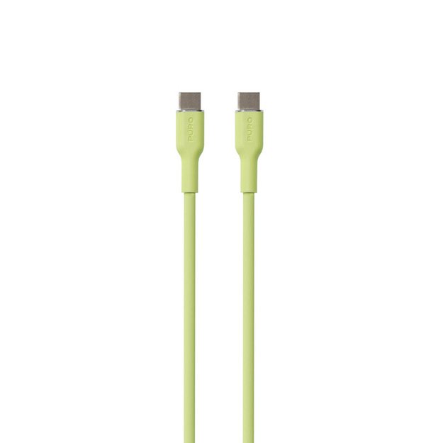 PURO ICON minkštas kabelis – USB-C ir USB-C 1,5 m kabelis (Matcha Green)