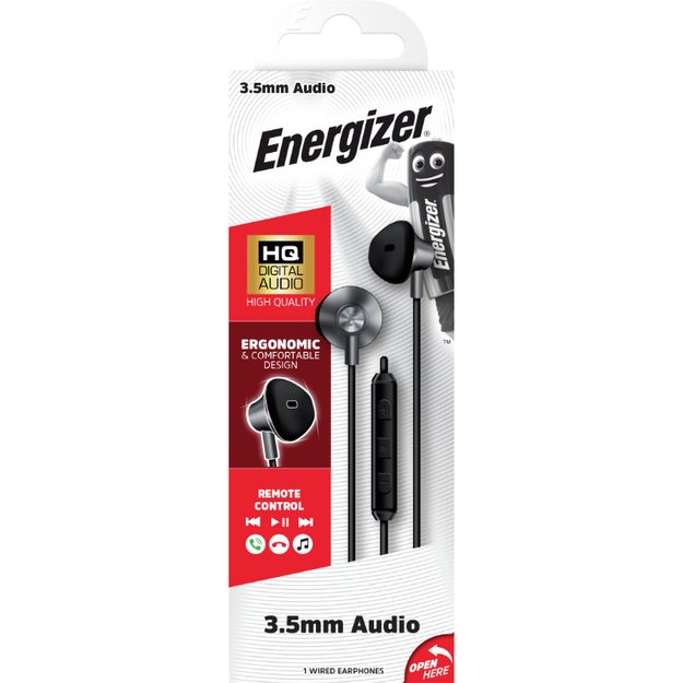 Energizer Classic UBA15 – laidinės 3,5 mm lizdo ausinės (juodos)