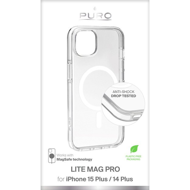 PURO LITEMAG PRO – dėklas, skirtas iPhone 15 Plus MagSafe (skaidrus)