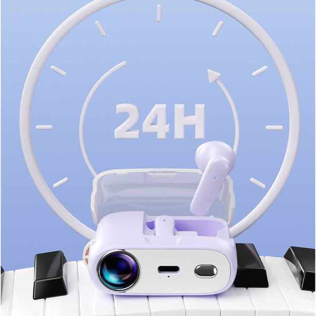 WEKOME S28 Pop Digital Series – Bluetooth V5.3 TWS belaidės ausinės su įkrovimo dėklu su projektoriaus funkcija (balta) 7