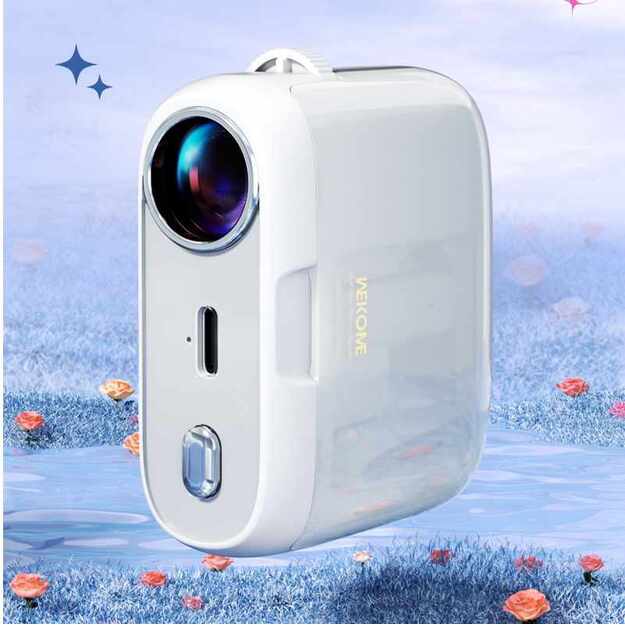 WEKOME S28 Pop Digital Series – Bluetooth V5.3 TWS belaidės ausinės su įkrovimo dėklu su projektoriaus funkcija (balta) 9