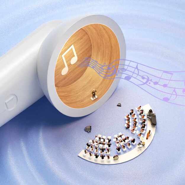 WEKOME S28 Pop Digital Series – Bluetooth V5.3 TWS belaidės ausinės su įkrovimo dėklu su projektoriaus funkcija (balta) 5