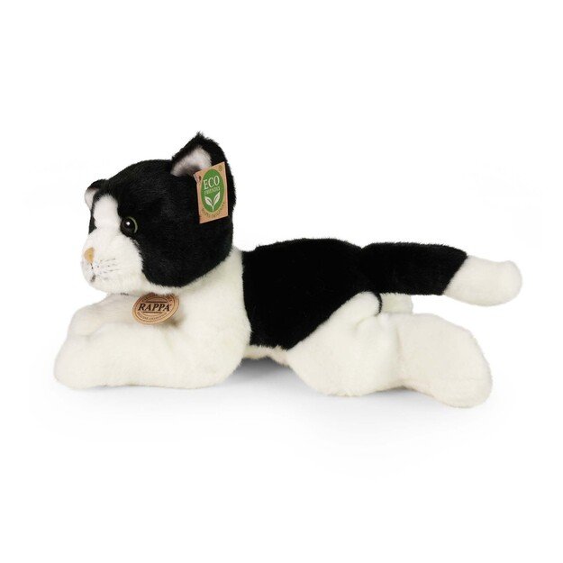 Plush white/black cat 30 cm ECO-FRIENDLY