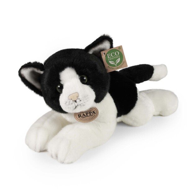 Plush white/black cat 30 cm ECO-FRIENDLY