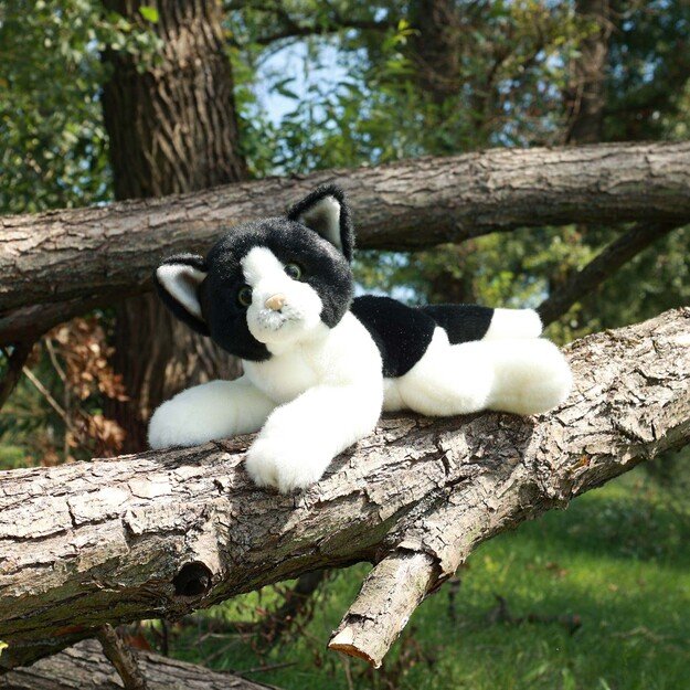 Plush white/black cat 30 cm ECO-FRIENDLY