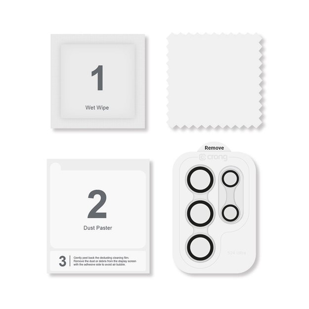 Crong Lens Ring – grūdintas stiklas fotoaparato objektyvui Samsung Galaxy S24 Ultra (skaidrus) 13