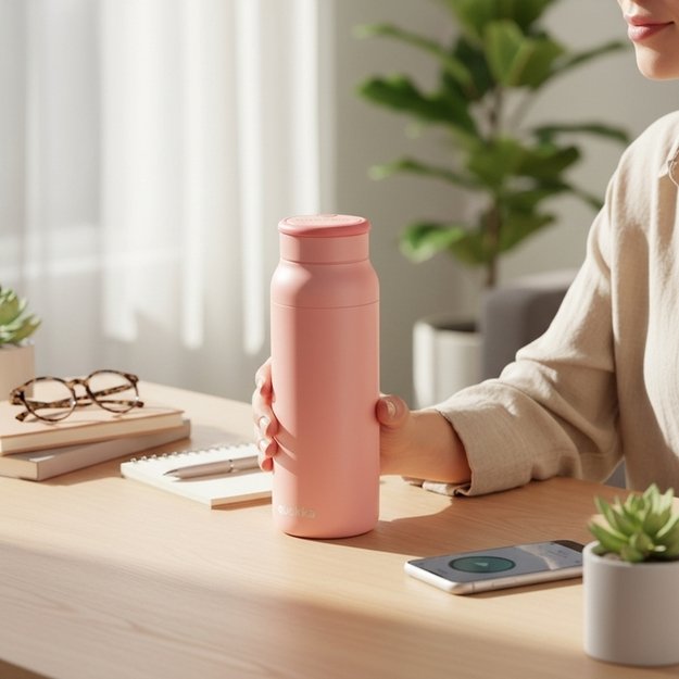 Quokka Echo - 690ml Stainless Steel Bottle with Silicone Handle (Pink) 2