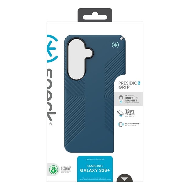 Speck Presidio2 Grip Magnet - Samsung Galaxy S26+ MagSafe Case (Deep Sea/Silver Metallic/Spell Blue) 11