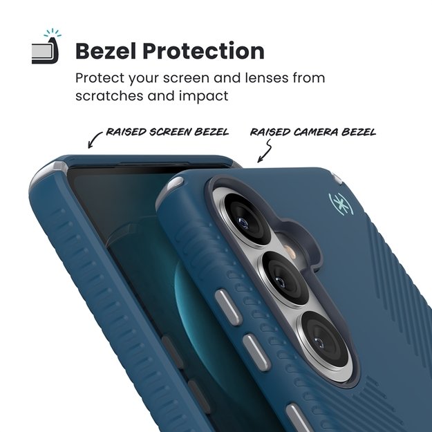 Speck Presidio2 Grip Magnet - Samsung Galaxy S26+ MagSafe Case (Deep Sea/Silver Metallic/Spell Blue) 5