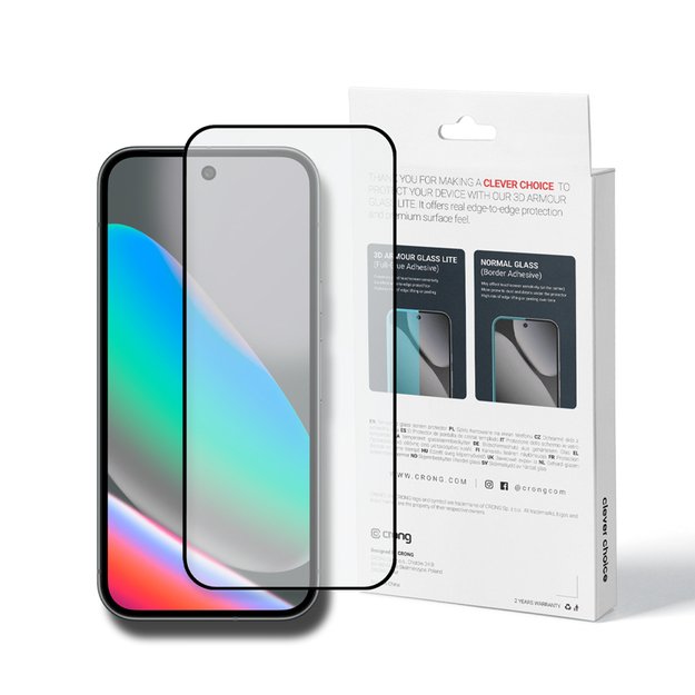 Crong 3D Armour Glass Lite - Full Glue Tempered Glass for Google Pixel 9 / 10
