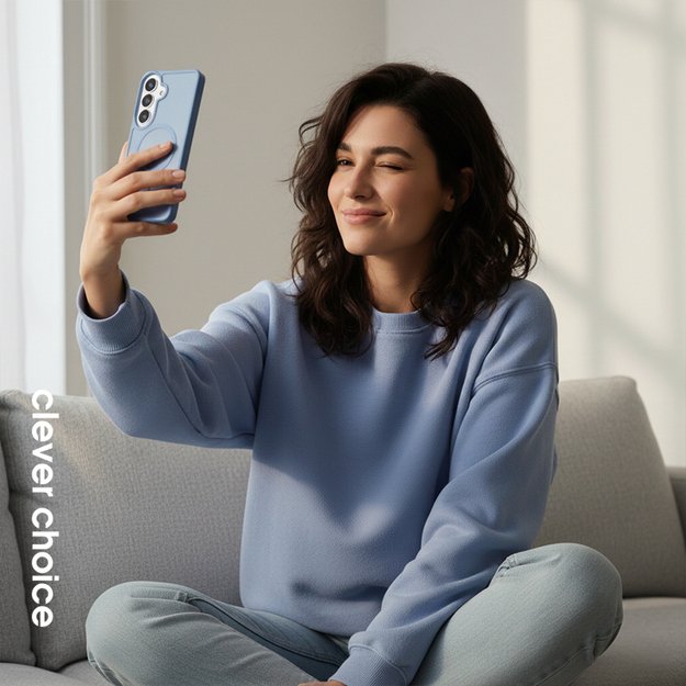 Crong Hybrid Matte Magnetic - MagSafe Case for Samsung Galaxy S26 (Blue) 2