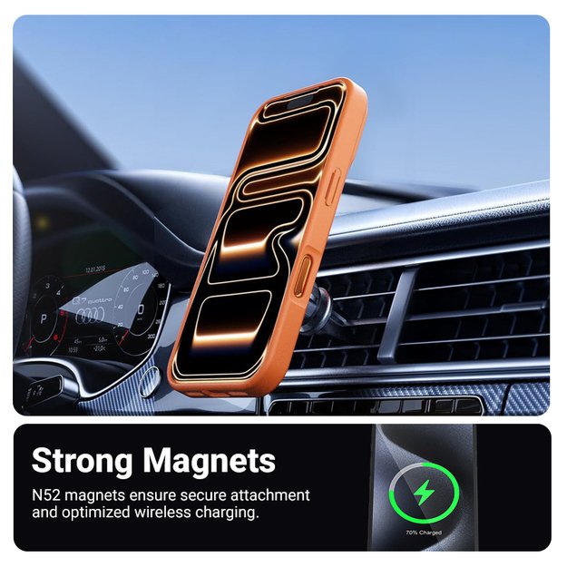 Crong Hybrid Matte Magnetic - MagSafe iPhone 17 Pro Max Case (Orange) 3