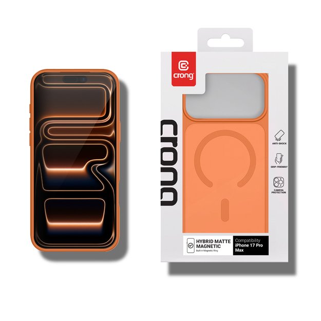 Crong Hybrid Matte Magnetic - MagSafe iPhone 17 Pro Max Case (Orange) 4