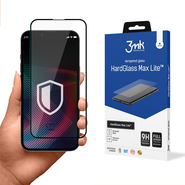 3mk HardGlass Max Lite – grūdintas stiklas, skirtas iPhone 13 / iPhone 13 Pro (juodas)