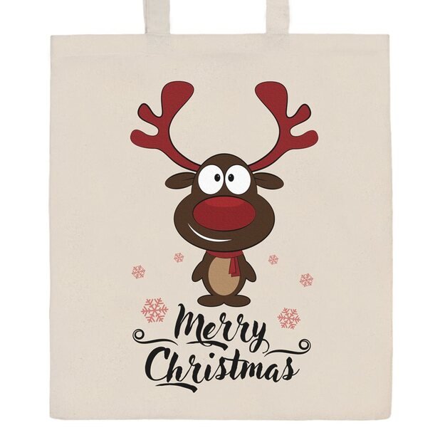 Cotton shopping bag natural with print New Baby Merry Christmas