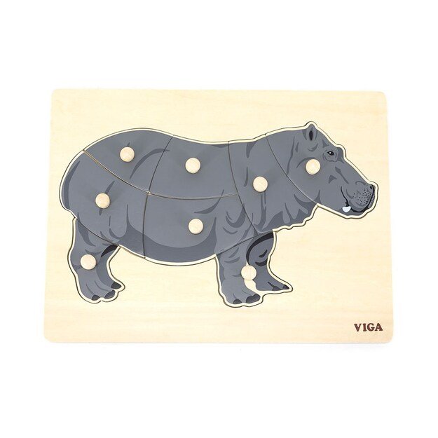 Children s wooden puzzle Montessori Viga Hippo