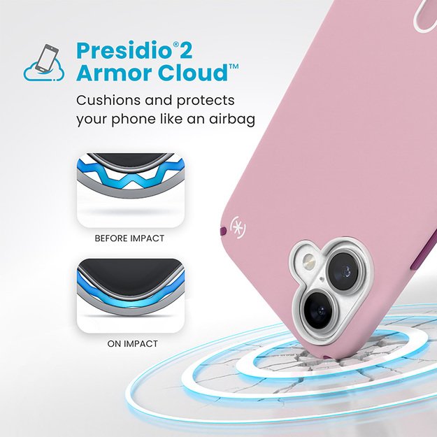 Speck Presidio2 Pro ClickLock & MagSafe – dėklas, skirtas iPhone 16 Plus (trečiadienio rožinė / Boysenberry violetinė / balta) 16