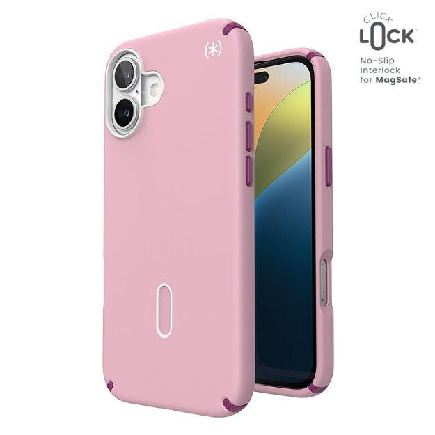 Speck Presidio2 Pro ClickLock & MagSafe – dėklas, skirtas iPhone 16 Plus (trečiadienio rožinė / Boysenberry violetinė / balta)