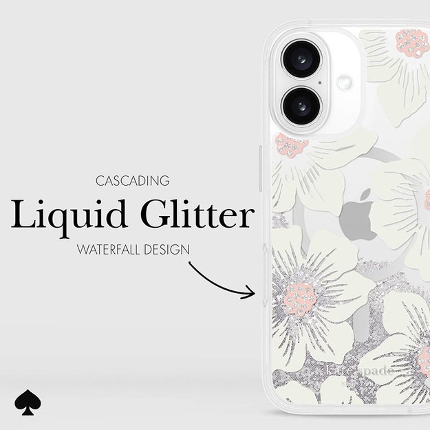 Kate Spade New York Liquid Glitter MagSafe – dėklas, skirtas iPhone 16 (Hollyhock) 23