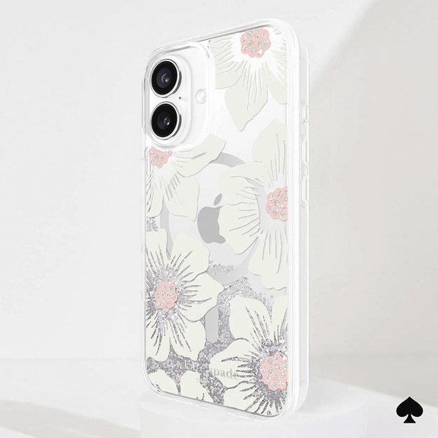 Kate Spade New York Liquid Glitter MagSafe – dėklas, skirtas iPhone 16 (Hollyhock) 24