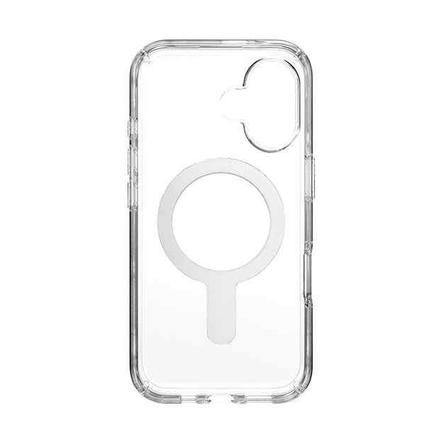 Speck Presidio Perfect-Clear ClickLock & MagSafe – dėklas, skirtas iPhone 16 (skaidrus / chromo apdaila / ramus sidabras)