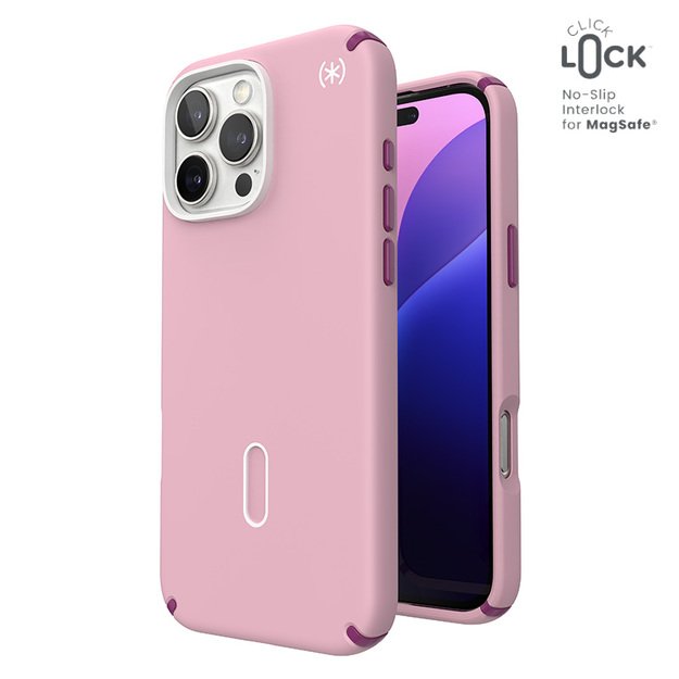 Speck Presidio2 Pro ClickLock & MagSafe – dėklas, skirtas iPhone 16 Pro Max (trečiadienio rožinė / Boysenberry violetinė / balta) 13