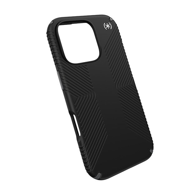 „Speck Presidio2 Grip“ – dėklas, skirtas „iPhone 16 Pro“ (juodas / pilkos spalvos / baltas)