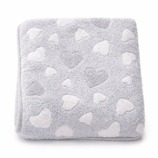 Baby blanket New Baby 80x90 heart grey