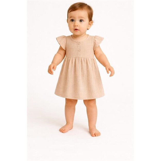 Baby muslin dress New Baby beige, 68 (4-6m)