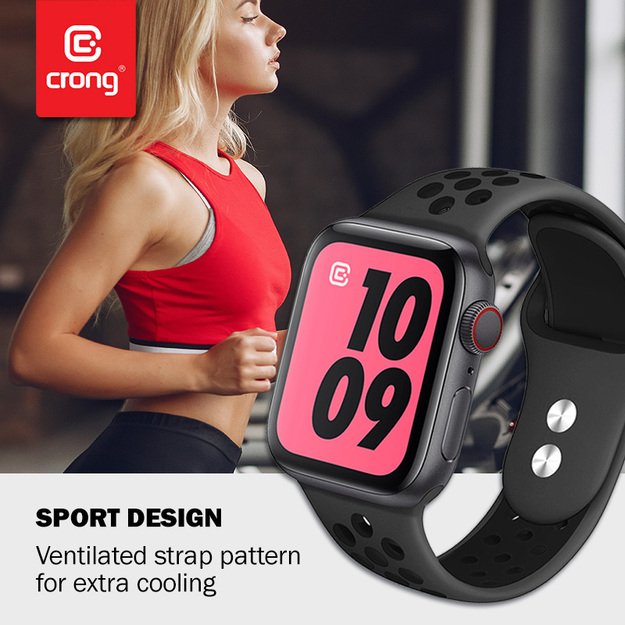 Crong Duo Sport – 38/40/41/42 mm dirželis Apple Watch (pilkas/juodas)