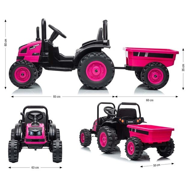 Electric tractor with trailer Milly Mally Farmer pink